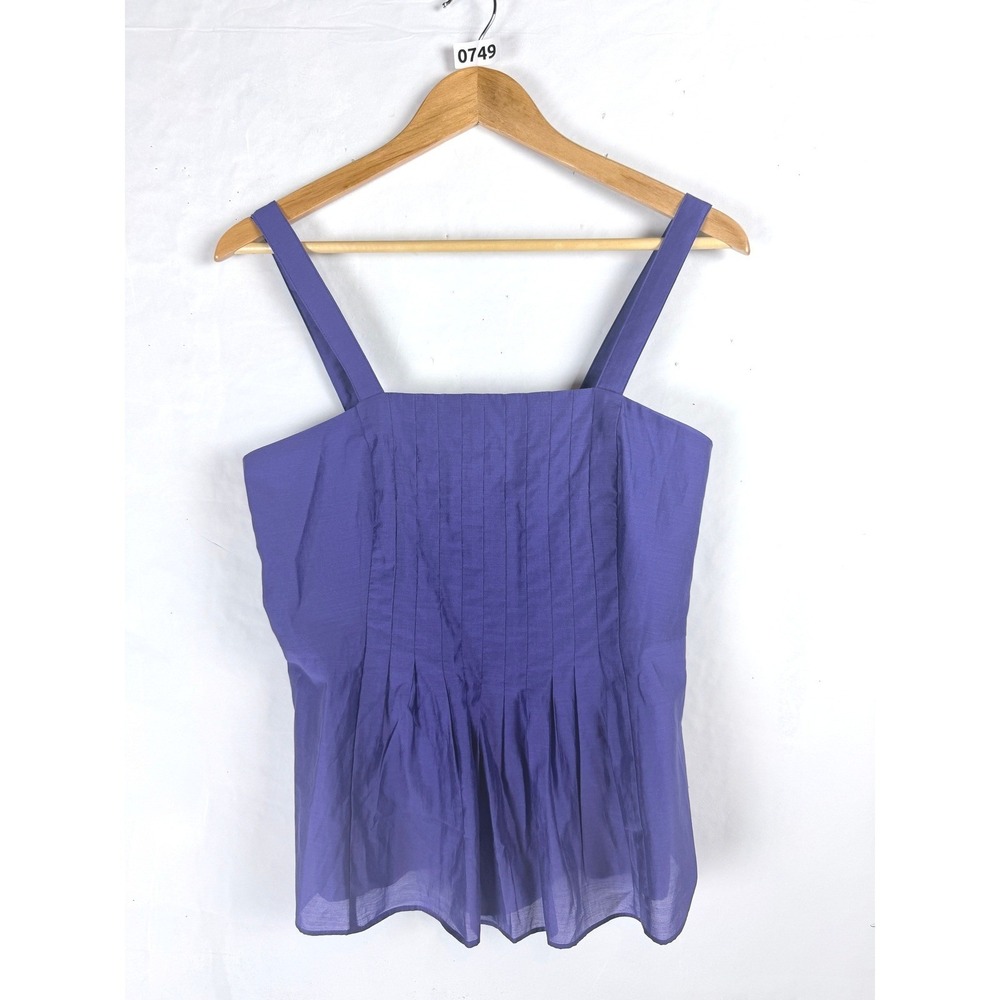2/$30 Banana Republic Purple Pintuck Pleated Neck Sleeveless Blouse Top Size 4
